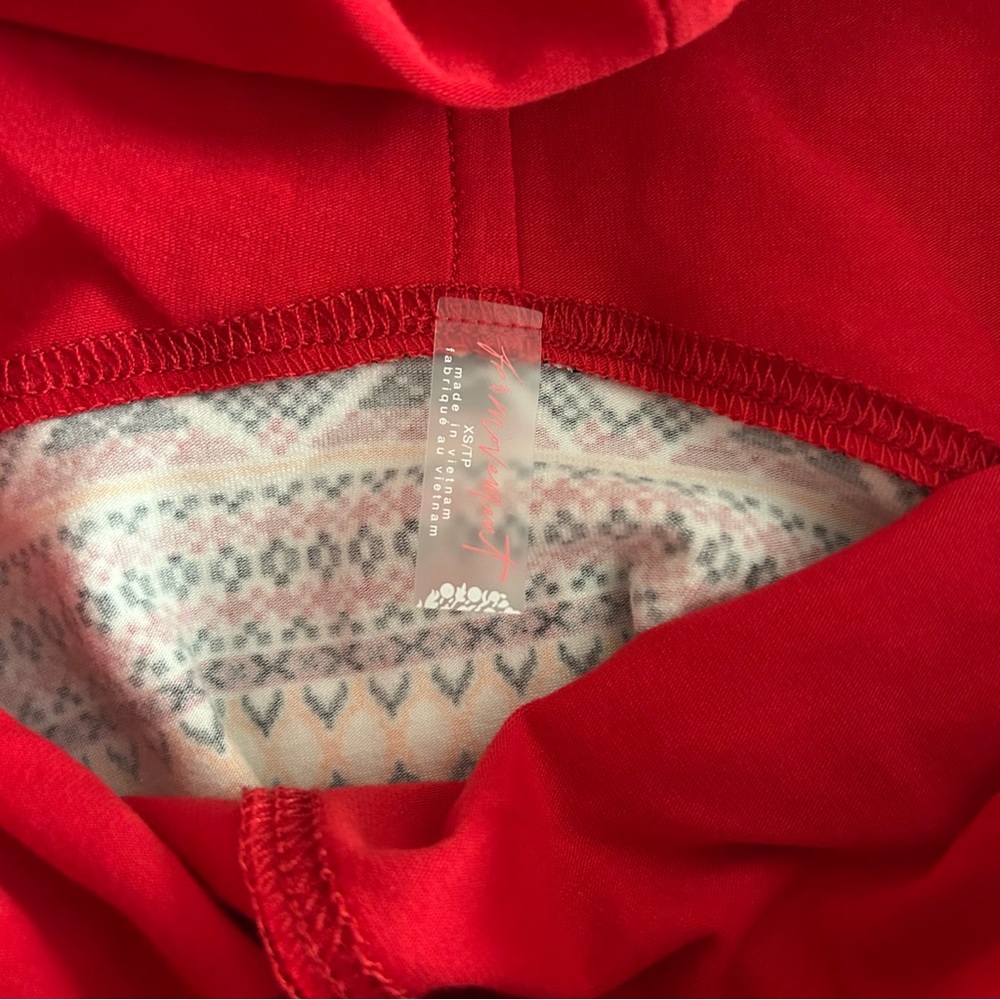 Free People Movement Hot Shot Printed Hooded Layer in Nordic Red Ridge Motif - Picture 8 of 9